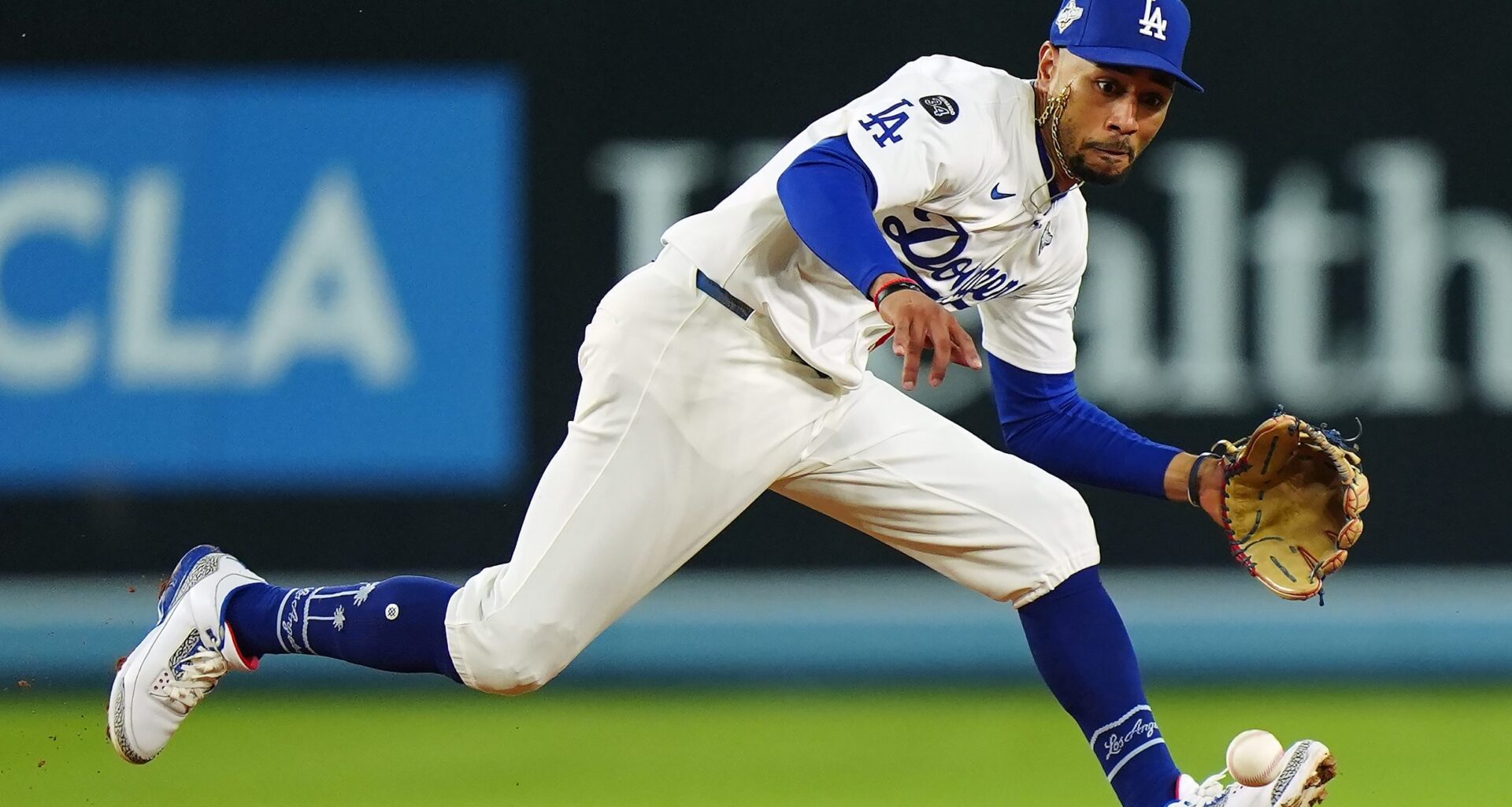 Mookie Betts fields a ground ball