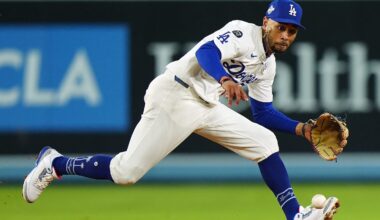 Mookie Betts fields a ground ball