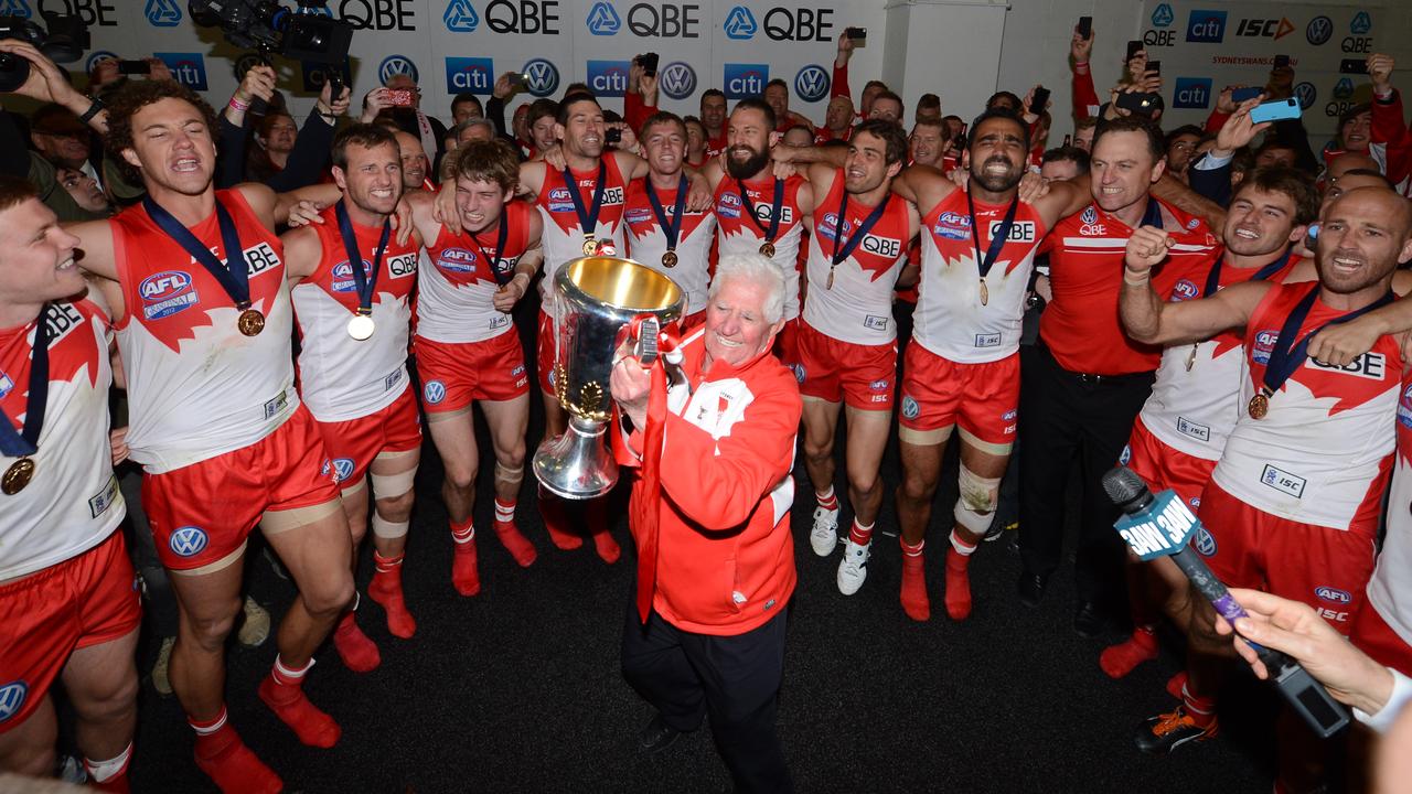 2012 Grand Final. Hawthorn v Sydney Swans. MCG. Post-match celebrations. Ken Williams with the premiership cup.