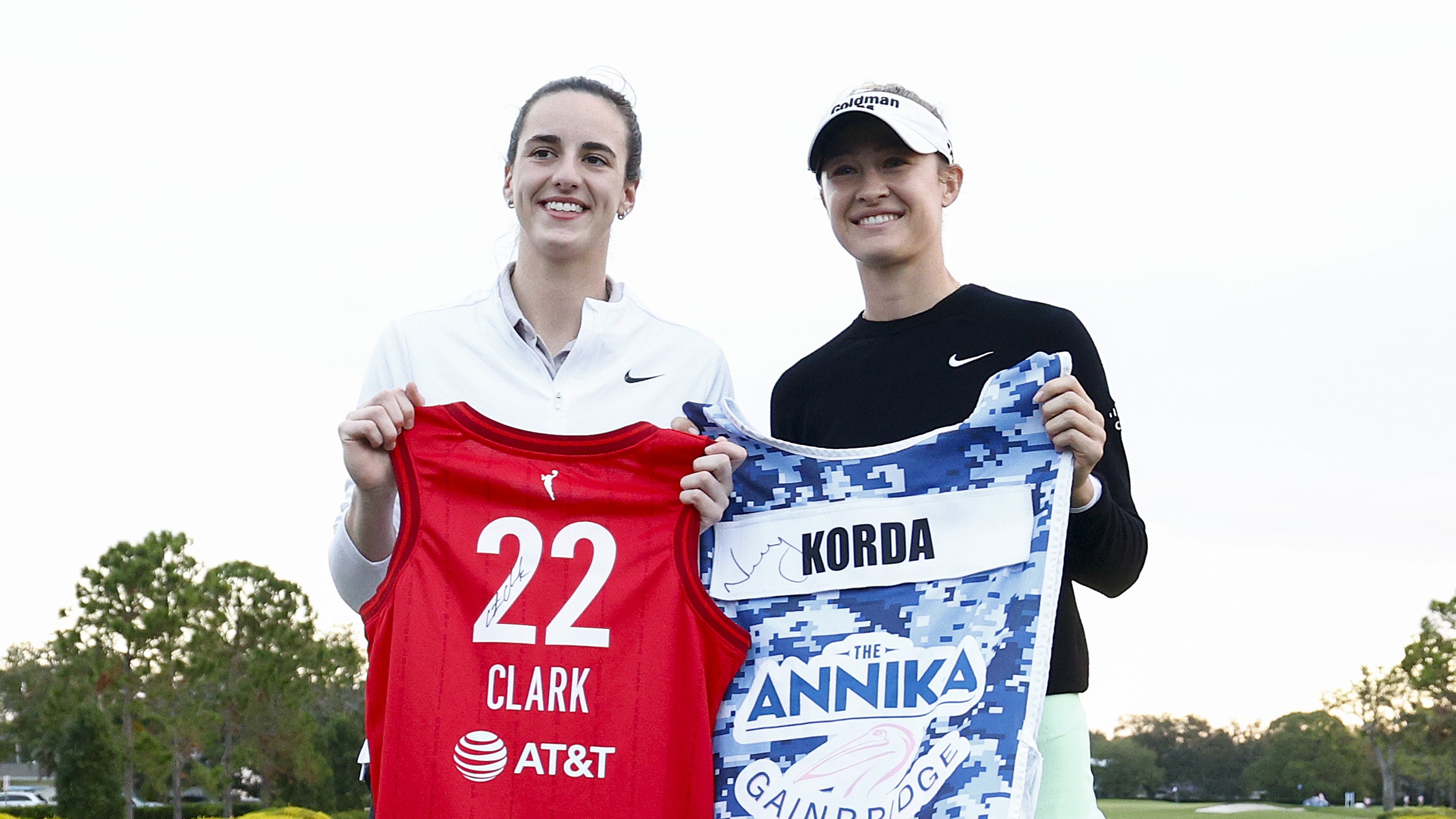 Caitlin Clark and Nelly Korda pictured at the 2024 The Annika Pro-Am on the LPGA Tour
