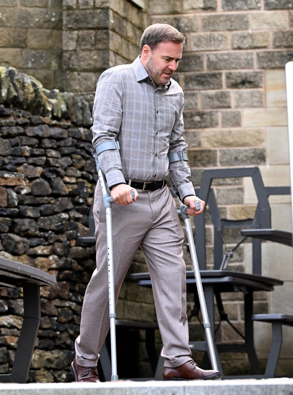 alan halsall as tyrone filming coronation street wedding scenes