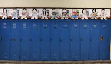 Lockers, school, artwork