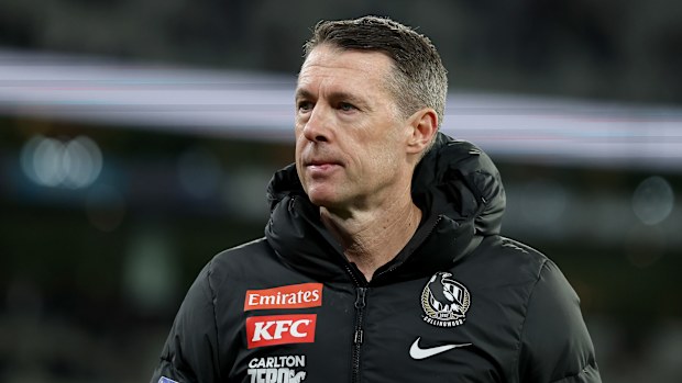 Collingwood coach Craig McRae has a bit to think about.