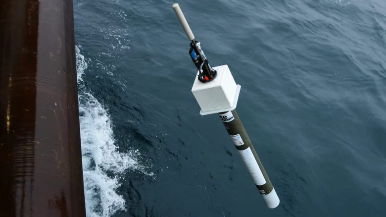 Pushing Biogeochemical (BGC)-Argo flaot in water.