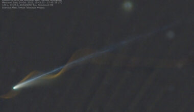 Comet C/2025 A6 Lemmon and a meteor red afterglow. 24 October 2025.