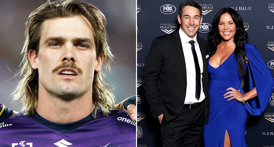 Billy Slater and wife Nicole alongside Ryan Papenhuyzen.