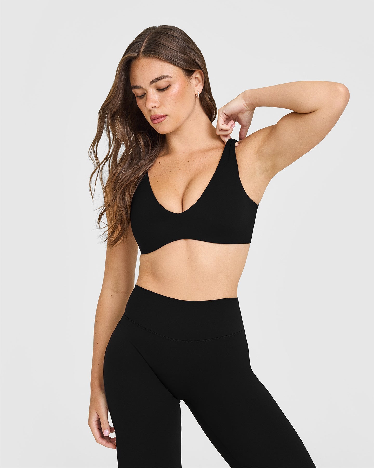 Softmotion&trade; Scoop Back Bralette With White Logo | Black