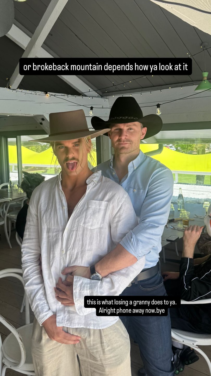 Smith captioned the clip: ‘or brokeback mountain depends how ya look at it’ and ‘this is what losing a granny does to ya.’