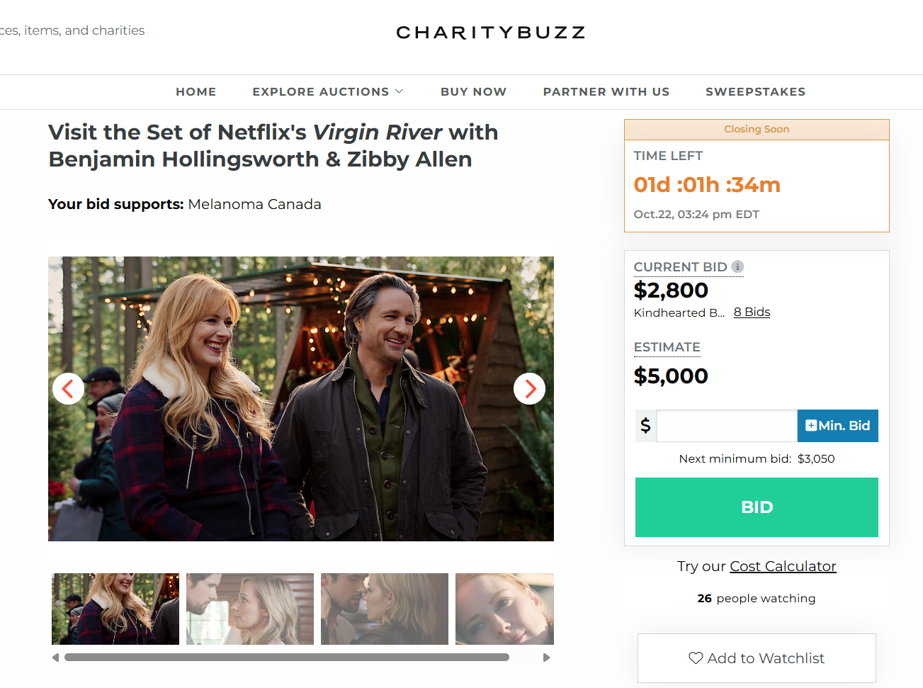 Charity Buzz Virgin River Charity Buzz Virgin River