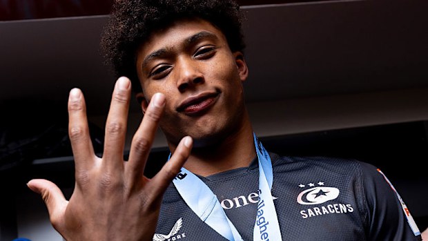 Noah Caluori of Saracens poses for a portrait.