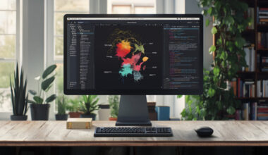 The Nvidia DGX Spark is the tiny gold box sitting on the desk to the left of the monitor.