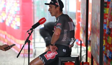 Jasper Philipsen gives an interview at the 2025 Vuelta a Espa&ntilde;a
