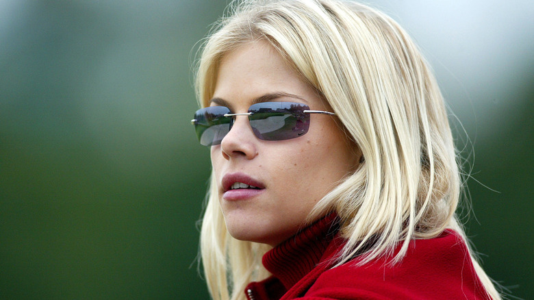 Elin Nordegren wearing red in 2002