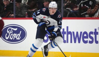 Jets defenceman Haydn Fleury leaves game vs. Kings after blocking shot