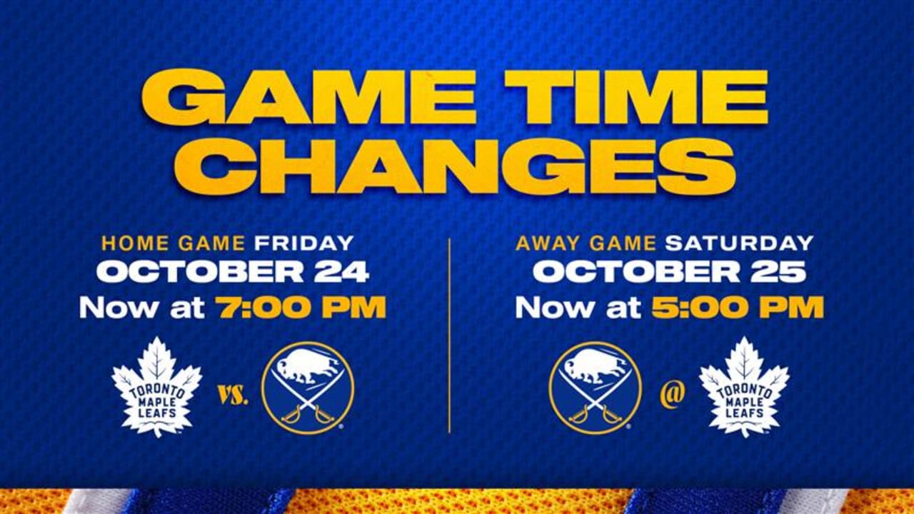 NHL announces time changes for Sabres games on Oct. 24 and 25