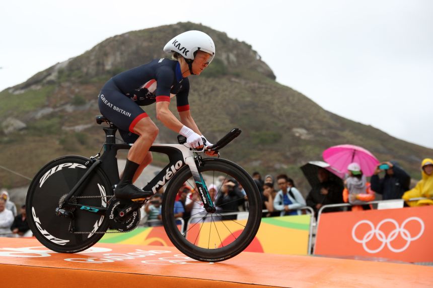 Emma Pooley competes at the Olympics in Rio de Janeiro in 2016.