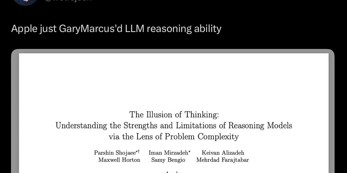 Game over. AGI is not imminent, and LLMs are not the royal road to getting there.