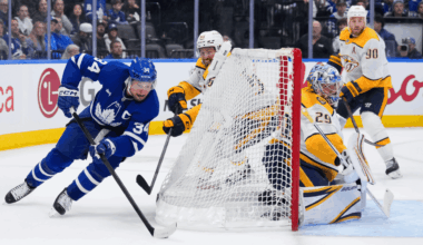 Matthews scores 2, Maple Leafs hand Predators 1st regulation loss