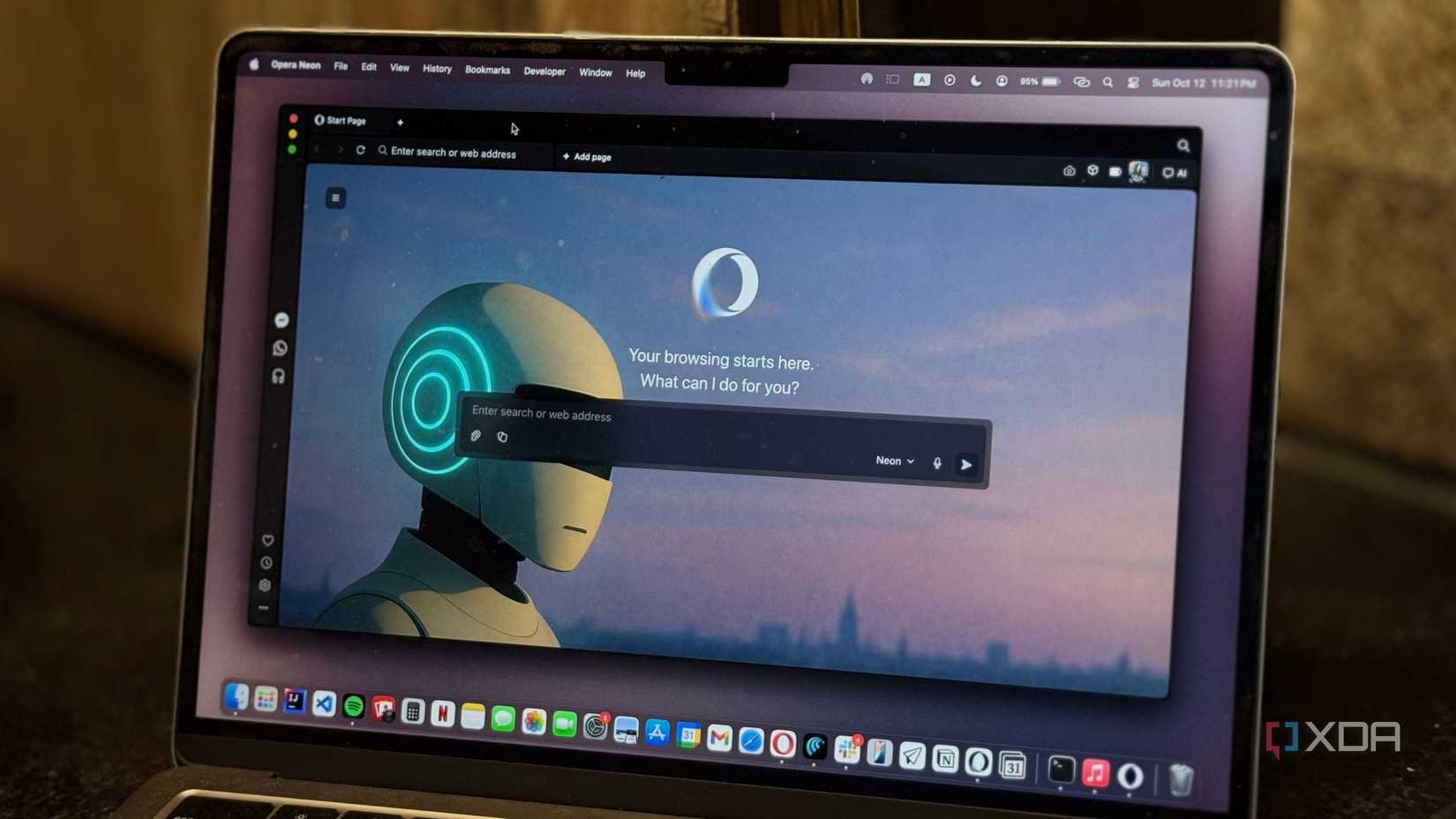 Opera Neon Start Page displayed on macOS
