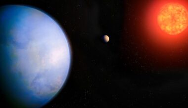This artist's illustration shows GJ 251c, its sibling planet, and the red dwarf they both orbit. GJ 251 c is a rocky super-Earth in its star's habitable zone. At only 18 light-years away, it's a strong candidate for direct imaging. Image Credit: University of California Irvine; Michael Marcheschi / m2design