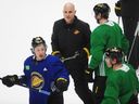 Vancouver Canucks coach Rich Tocchet  in action at Rogers Arena in Vancouver, BC., on January 23, 2023. 