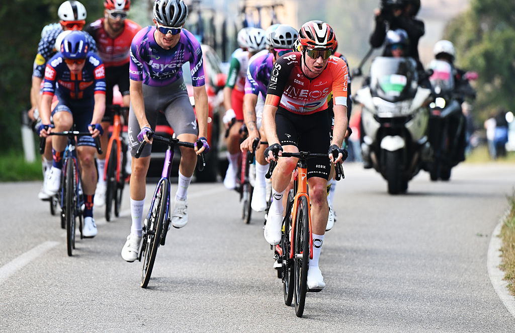 COMO, ITALY - OCTOBER 11: Lucas Hamilton of Australia and Team INEOS Grenadiers competes in the breakaway prior to the 119th Il Lombardia 2025 a 241km one day race from Como to Bergamo on October 11, 2025 in Como, Italy. (Photo by Dario Belingheri/Getty Images)