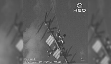 The International Space Station captured from a HEO Robotics satellite on May 13, 2024.