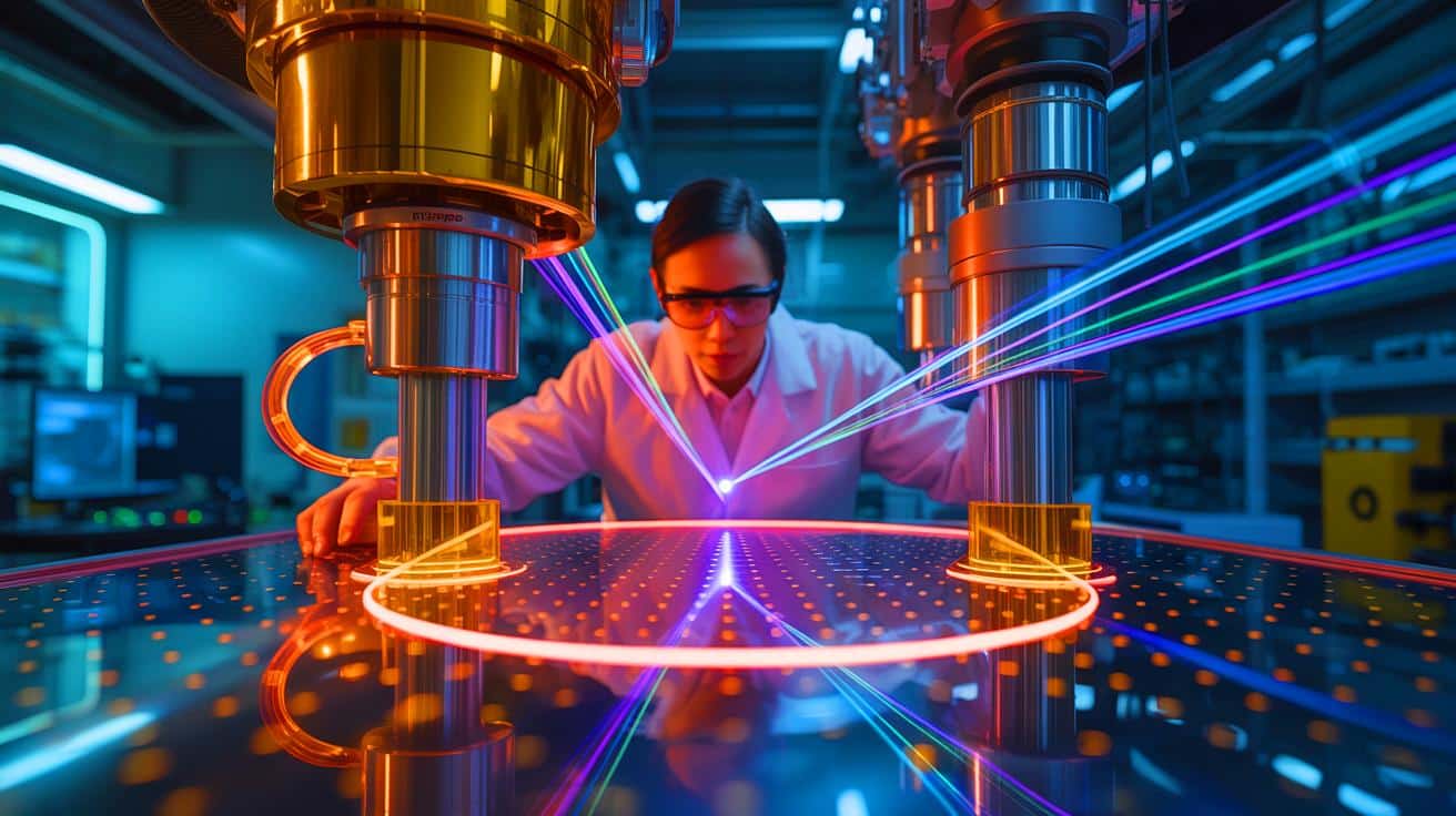 Illustration of ultrafast squeezed light capturing quantum uncertainty in real time.