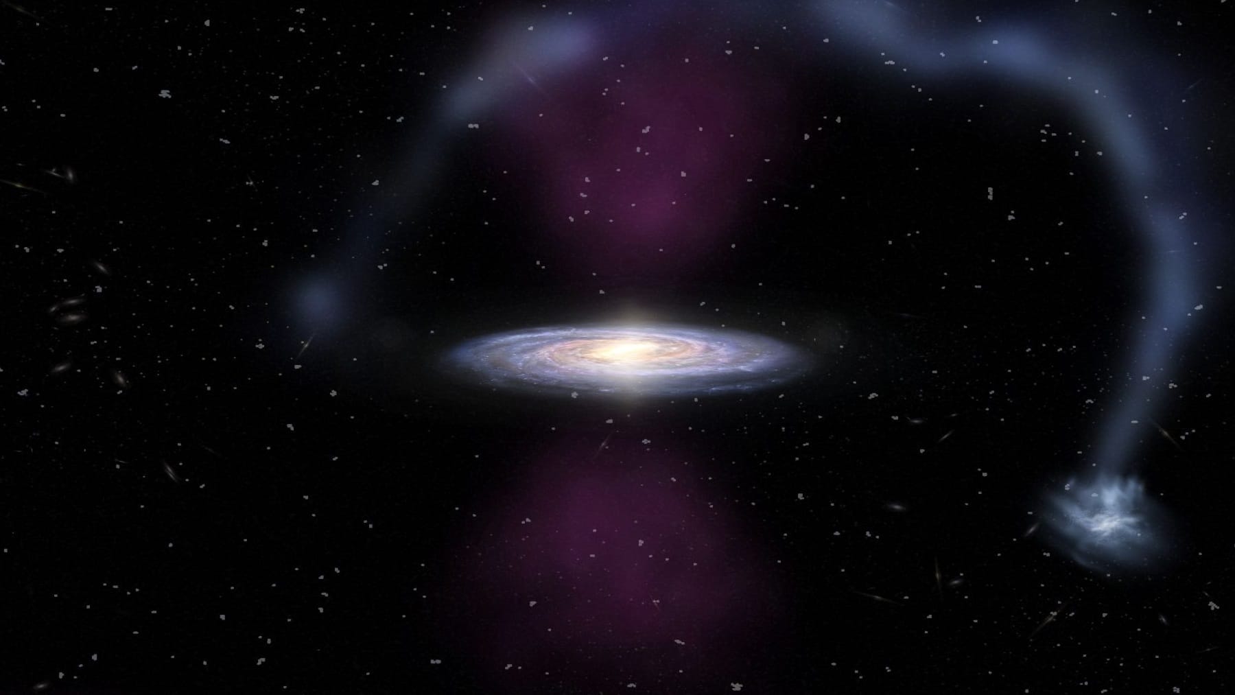 Milky Way galaxy exploding, cosmic universe loop