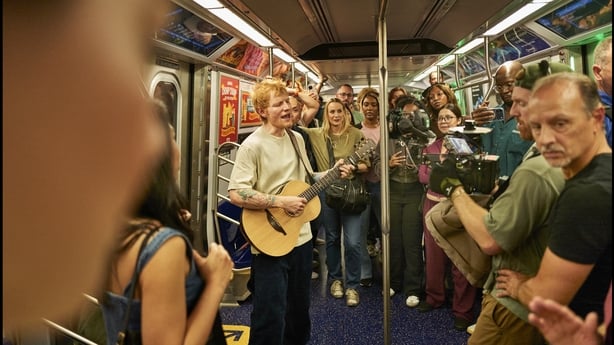 Ed Sheeran pictured performing in One Shot with Ed Sheeran