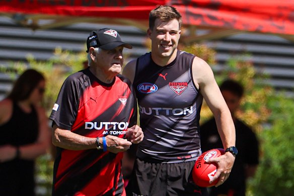 The Bombers embraced Zach Merrett as he made his official return to training.