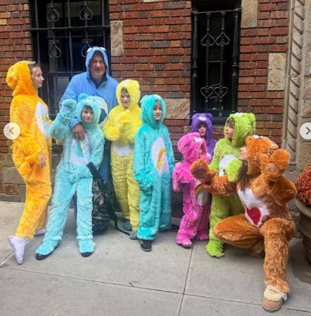 Alec and Hilaria Baldwin dressed all their kids up as Care Bears in NYC