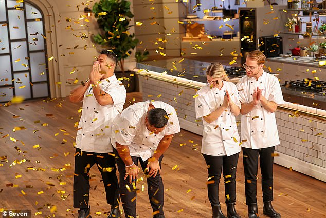 After coming in second, Bailey could only gush about his partner Maria, saying: 'We knew we were coming up against tough competition, so to be able to do what we did today is truly incredible' (Pictured: Justin, Will, Maria and Bailey)