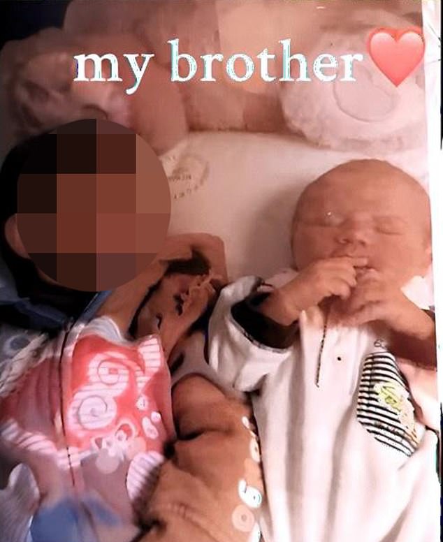 One image shows Lindsay lying next to a newborn William