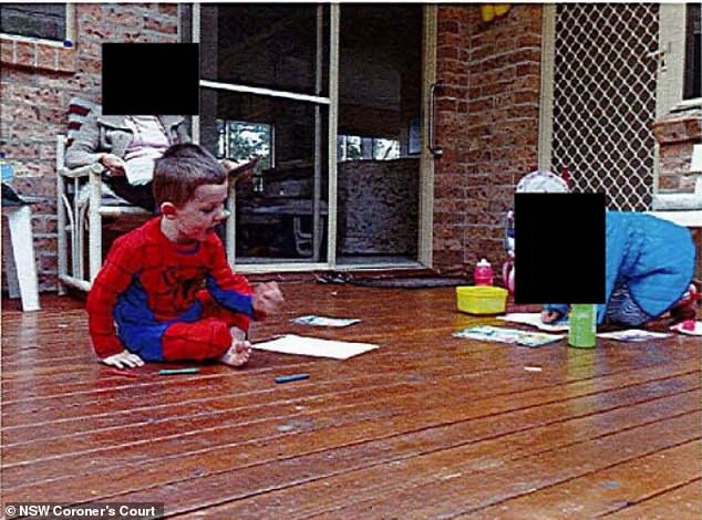 William on the verandah with his sister Lindsay (in blue, right) in the siblings' final moments before he mysteriously vanished