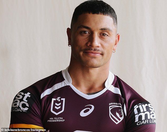 Club centre Delouise Hoeter is pictured in the new Broncos home jersey