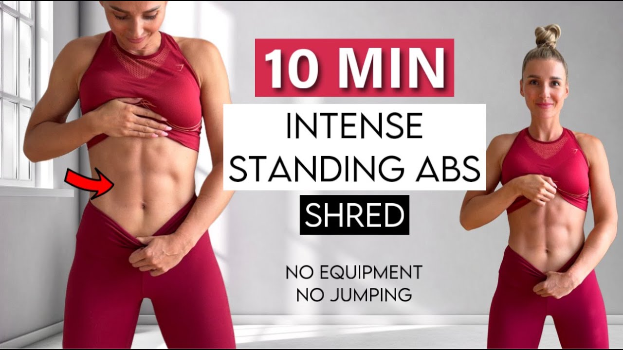 10 MIN INTENSE STANDING AB workout to get shred - No Repeat, No Equipment, Burn Calories - YouTube