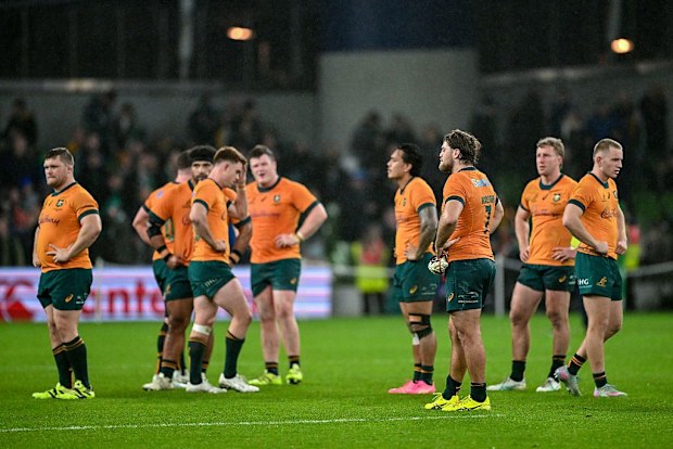 Australia players after their defeat.