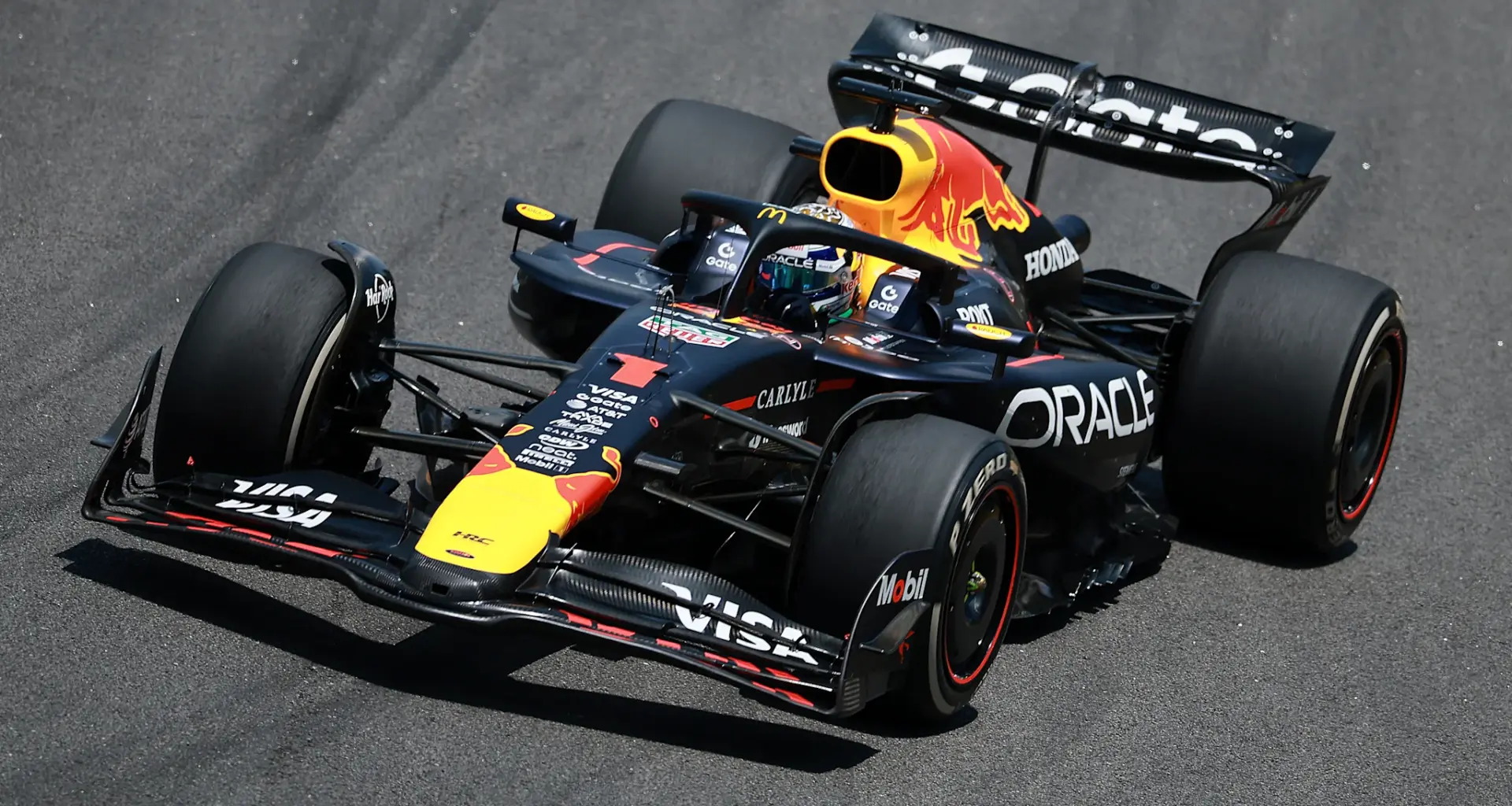 The Red Bull logo is in the paddock during the Formula 1 Aramco Spanish Grand Prix at the Circuit