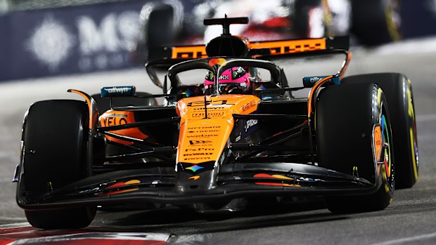 Oscar Piastri on track during the Las Vegas Grand Prix.