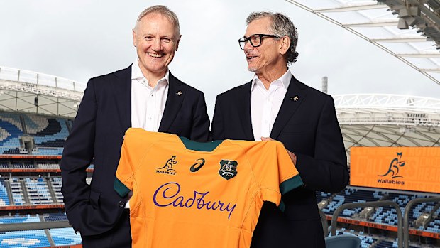 Joe Schmidt and Les Kiss pose during a media opportunity at Allianz Stadium.