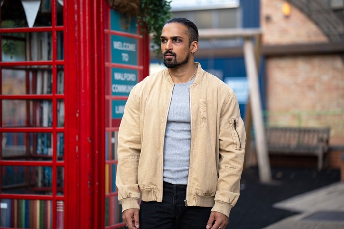 Ravi stood alone in Albert Square in EastEnders