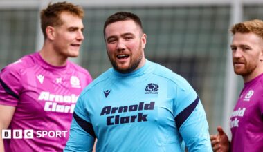 Scotland prop Zander Fagerson in training