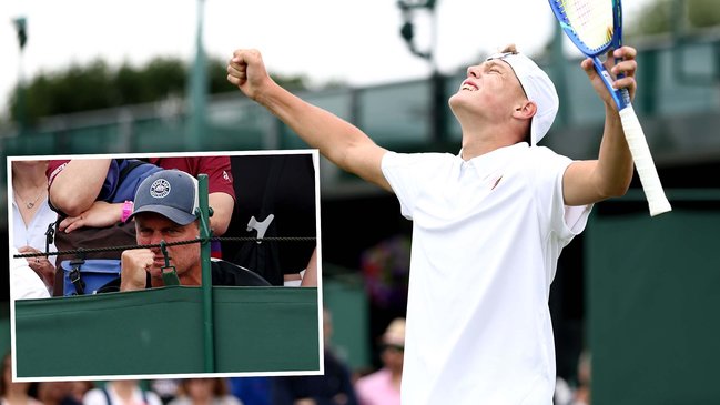 Lleyton in his usual position watching Cruz from the stands at Wimbledon this year.