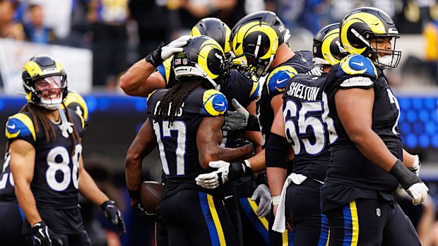 The Los Angeles Rams celebrate a touchdown.