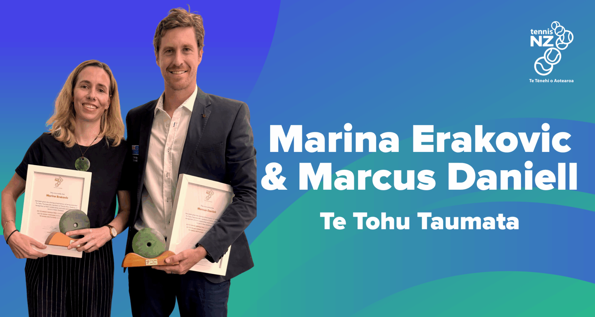 Tennis NZ » Marina Erakovic and Marcus Daniell Awarded Te Tohu Taumata Life Membership of Tennis New Zealand