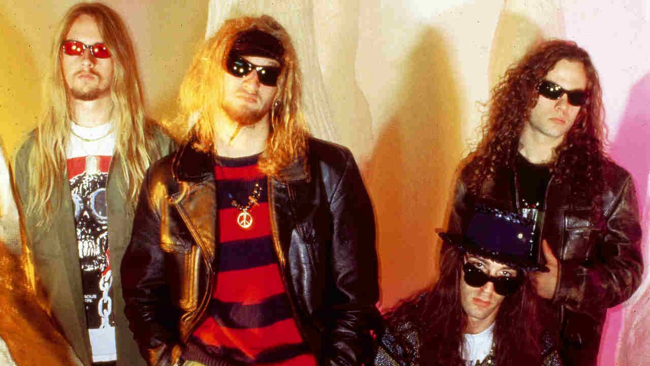 Alice In Chains posing for a photograph in 1990