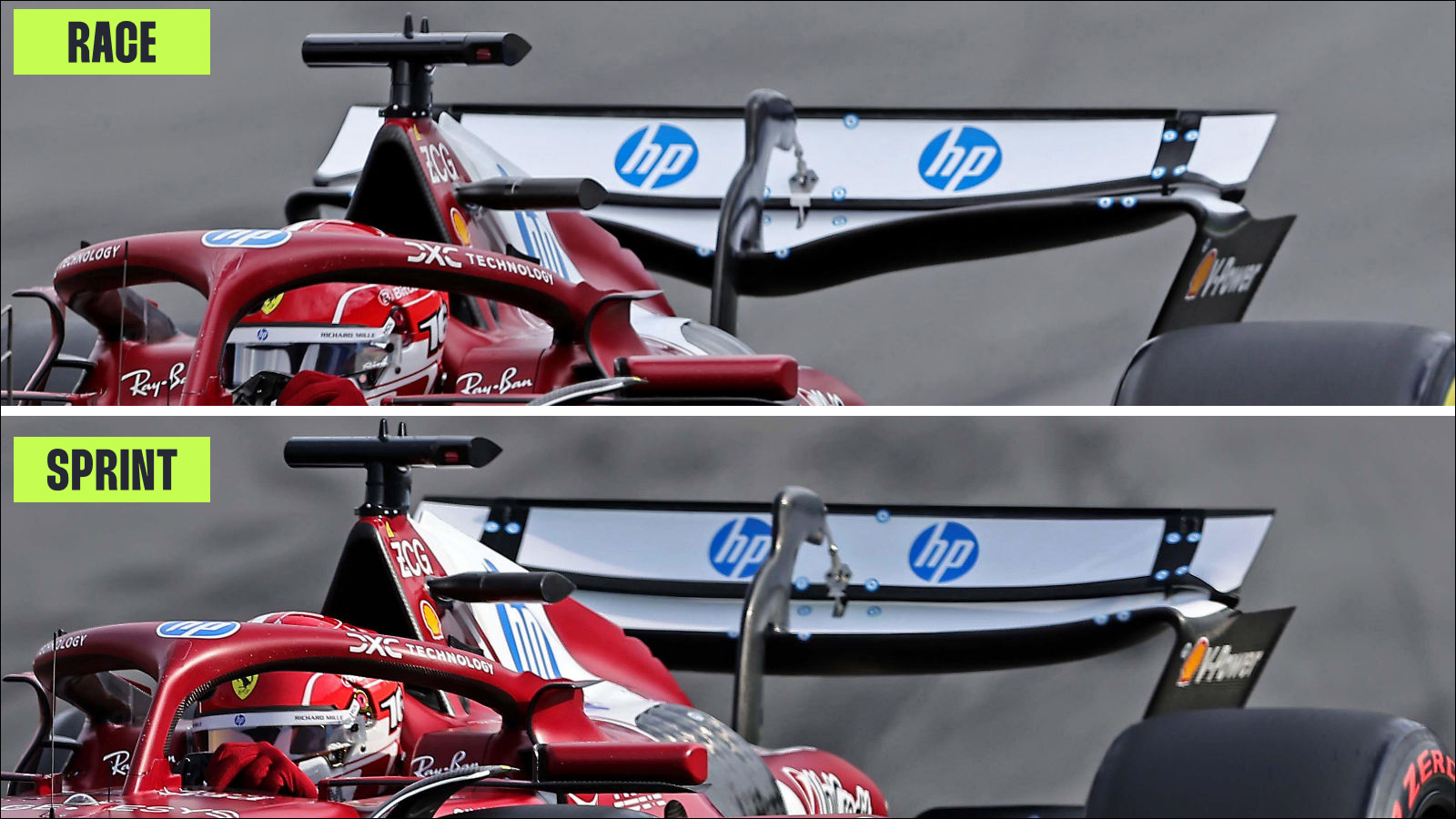Ferrari SF-25 rear wing comparison Sprint-Race