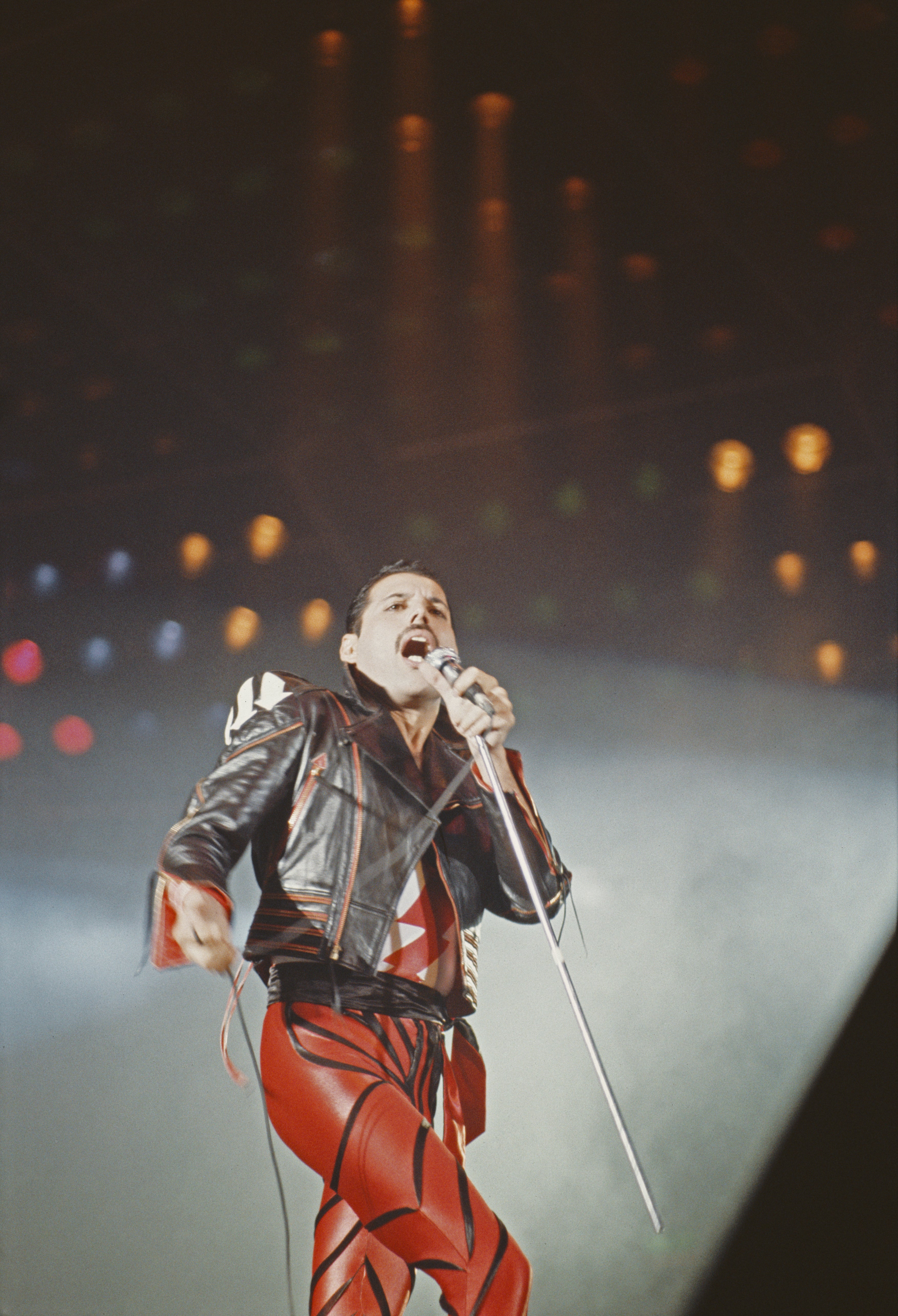 Queen frontman Freddie Mercury performing in 1984