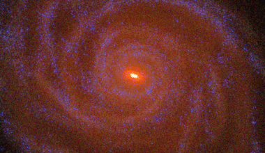 Simulated Milky Way with excess energy at the center. Credit - AIP / A. Khalatyan